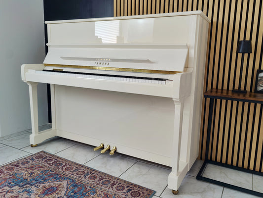 Yamaha P121 upright piano in white, from 2009